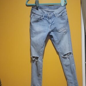 Abercrombie & Fitch Light Blue Distressed Skinny Jeans